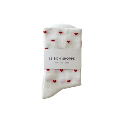 Sneaker Socks – Heart - White/Red by Le Bon Shoppe