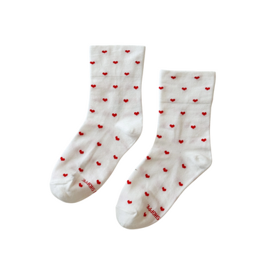 Sneaker Socks – Heart - White/Red by Le Bon Shoppe