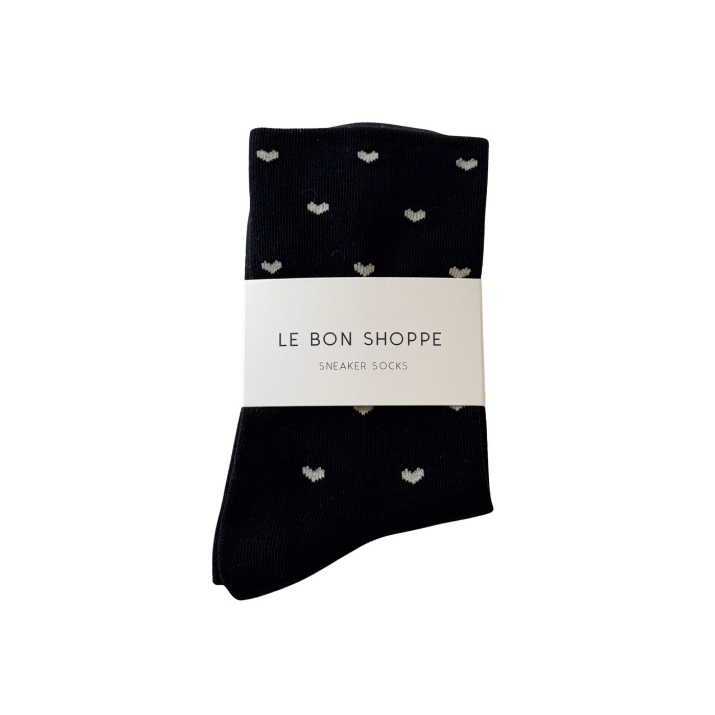 Sneaker Socks – Heart - Black/White by Le Bon Shoppe