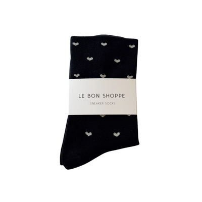 Sneaker Socks – Heart - Black/White by Le Bon Shoppe