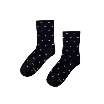 Sneaker Socks – Heart - Black/White by Le Bon Shoppe