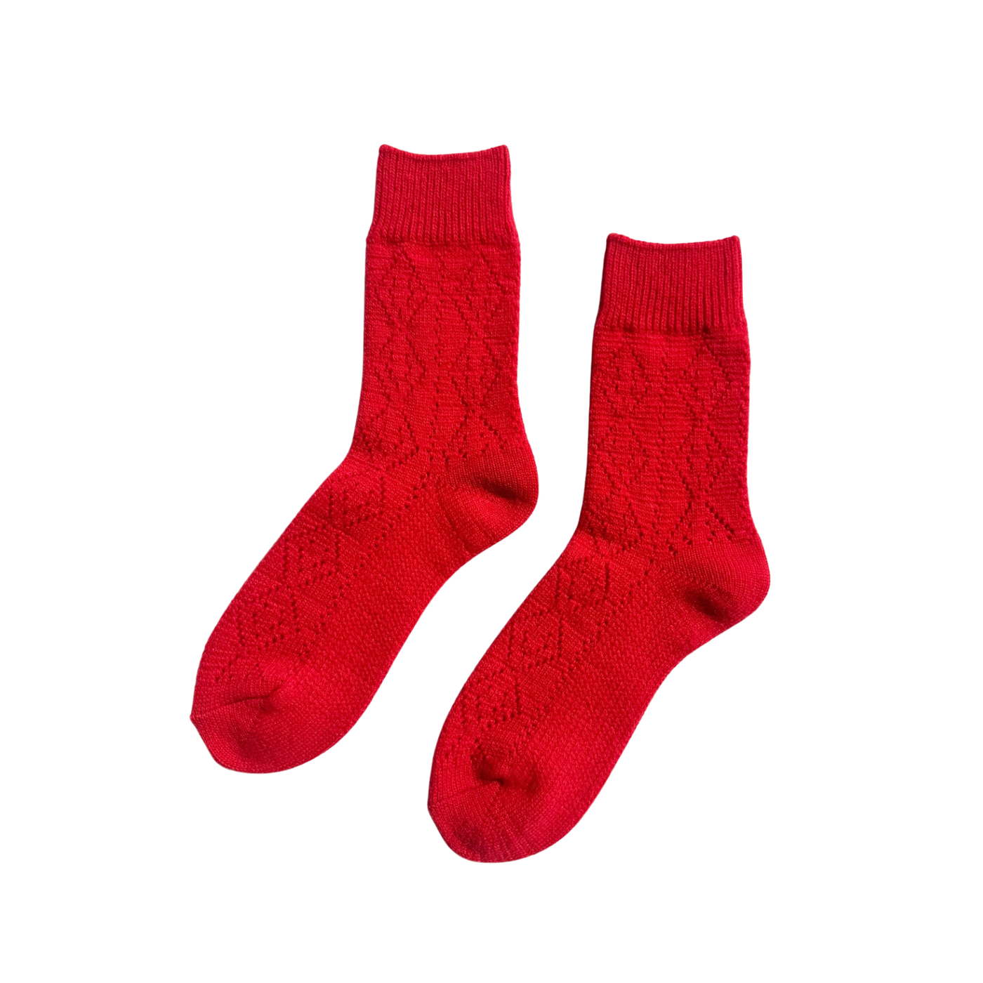 Red Cashmere Pointelle Socks by Le Bon Shoppe