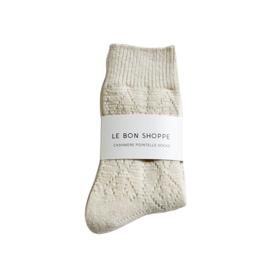 Cream Cashmere Pointelle Socks by Le Bon Shoppe