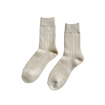 Cream Cashmere Pointelle Socks by Le Bon Shoppe