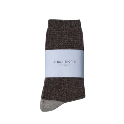 Wool Waffled Socks - Brown