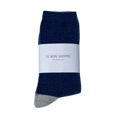 Wool Waffled Socks - Denim