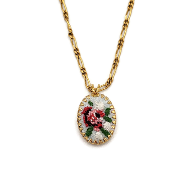 Rose Garden Embroidered Necklace