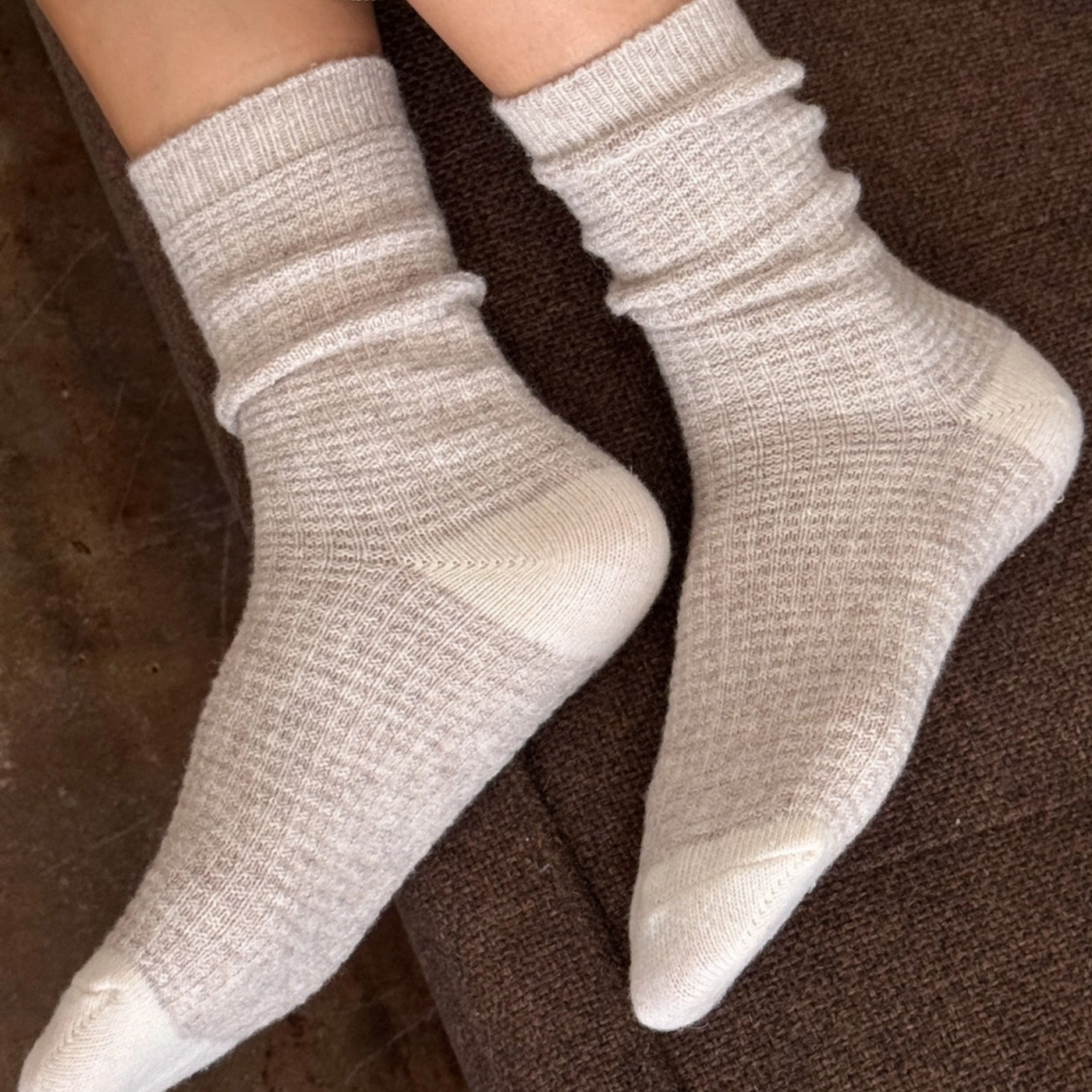 Wool Waffled Socks - Oatmeal