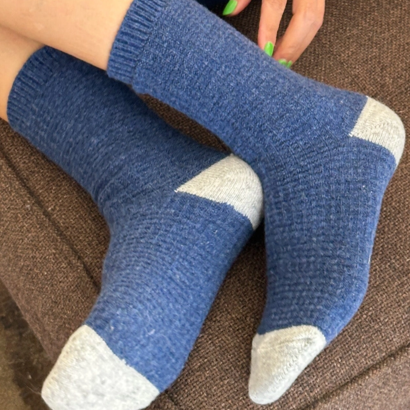 Wool Waffled Socks - Denim