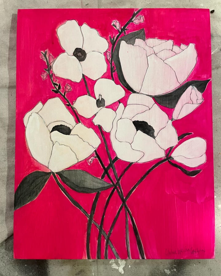 Flowers on Opera Pink - Chloe Weiss Galkin