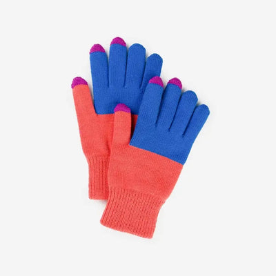 Colorblock Knit Touchscreen Gloves - Cobalt Melon