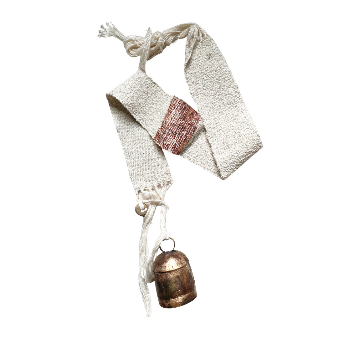 Handwoven Bell with Brass Beads