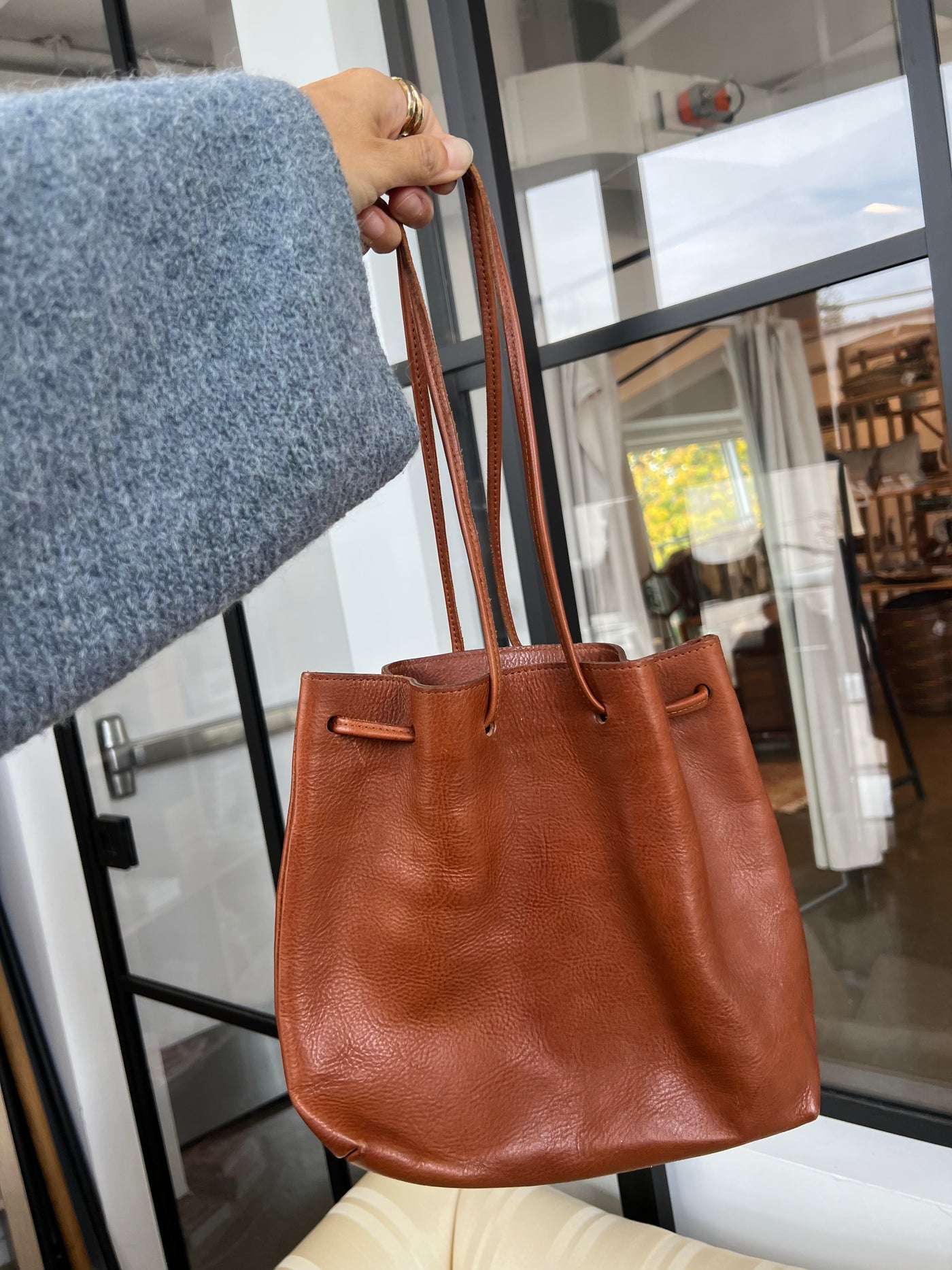 Brown Leather Pouch Bag