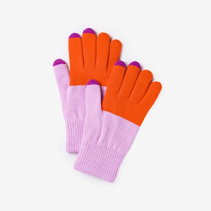 Colorblock Knit Touchscreen Gloves - Poppy Lilac