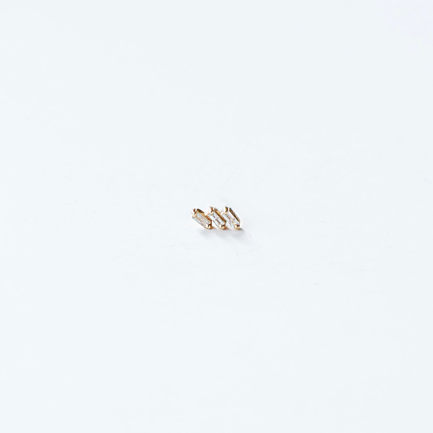 Staggered Three Diamond Baguette Stud - Single