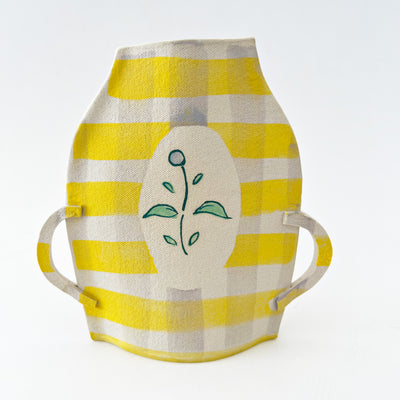 Yellow Plaid Vase