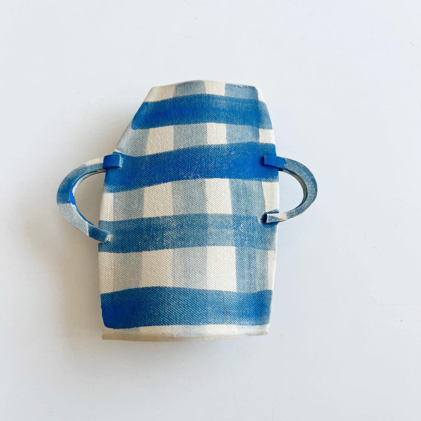 Blue Plaid Vase