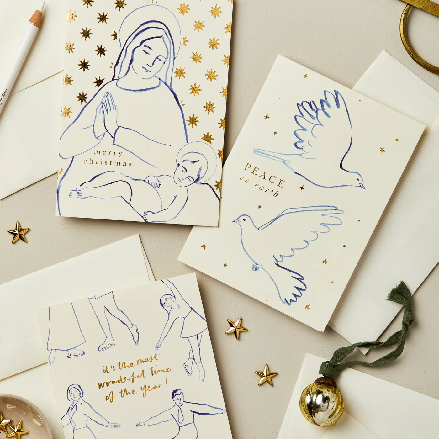 Peace On Earth card with coordinating cream envelope