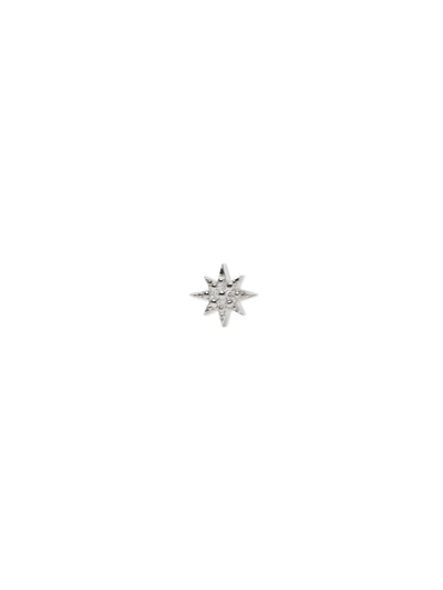 Aztec Micro North Star Stud - White Gold (Single)