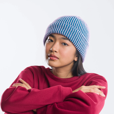 Verloop Simple Rib Knit Beanie - Teal Lilac