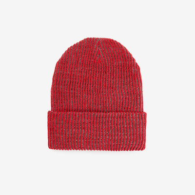 Verloop Simple Rib Knit Beanie -  Red Grey