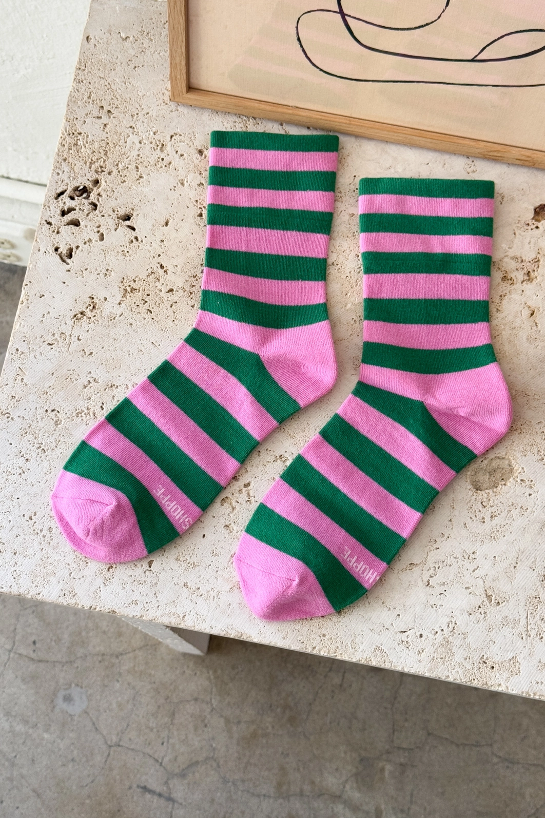 Wide Pink Stripe - Wally Socks