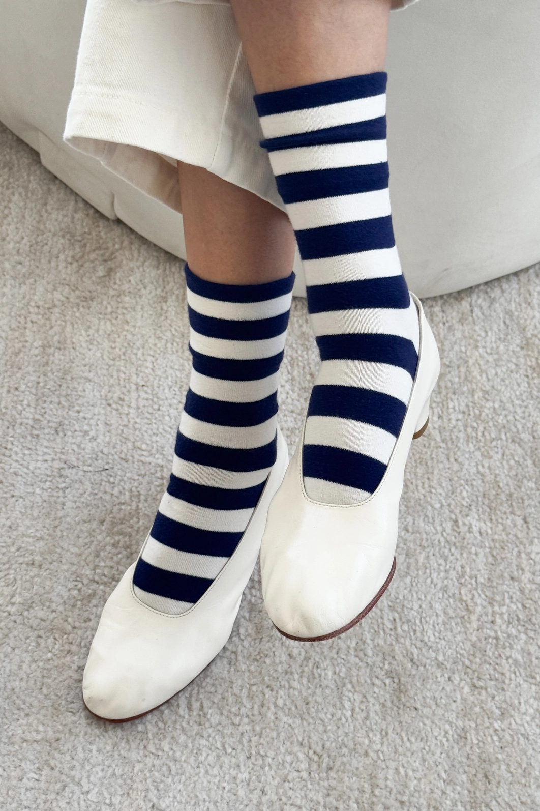 Wide Navy Stripe - Wally Socks