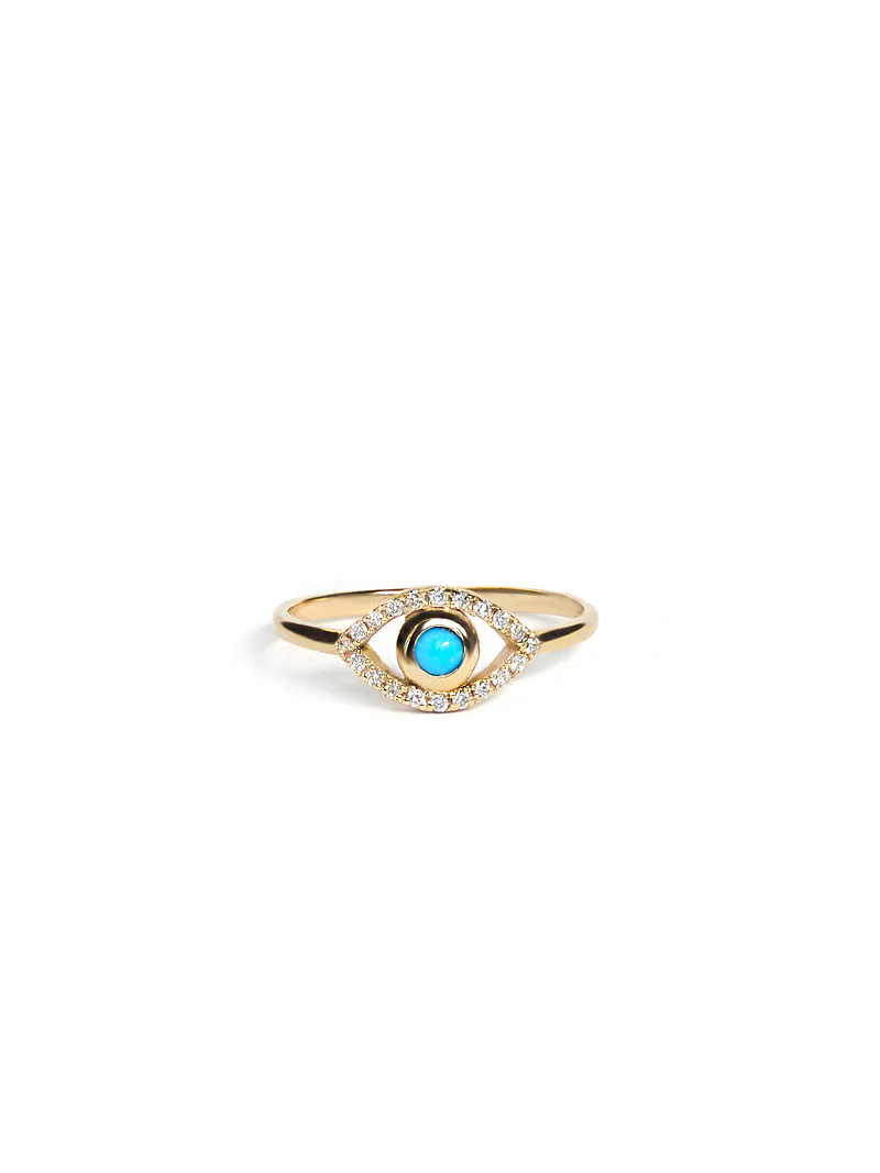 Classique Pavé Evil Eye Ring - Size 7