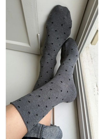 Sneaker Socks – Polka Dot - Charcoal/Black by Le Bon Shoppe