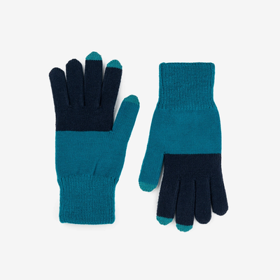 Verloop Colorblock Touchscreen Gloves - Navy Teal