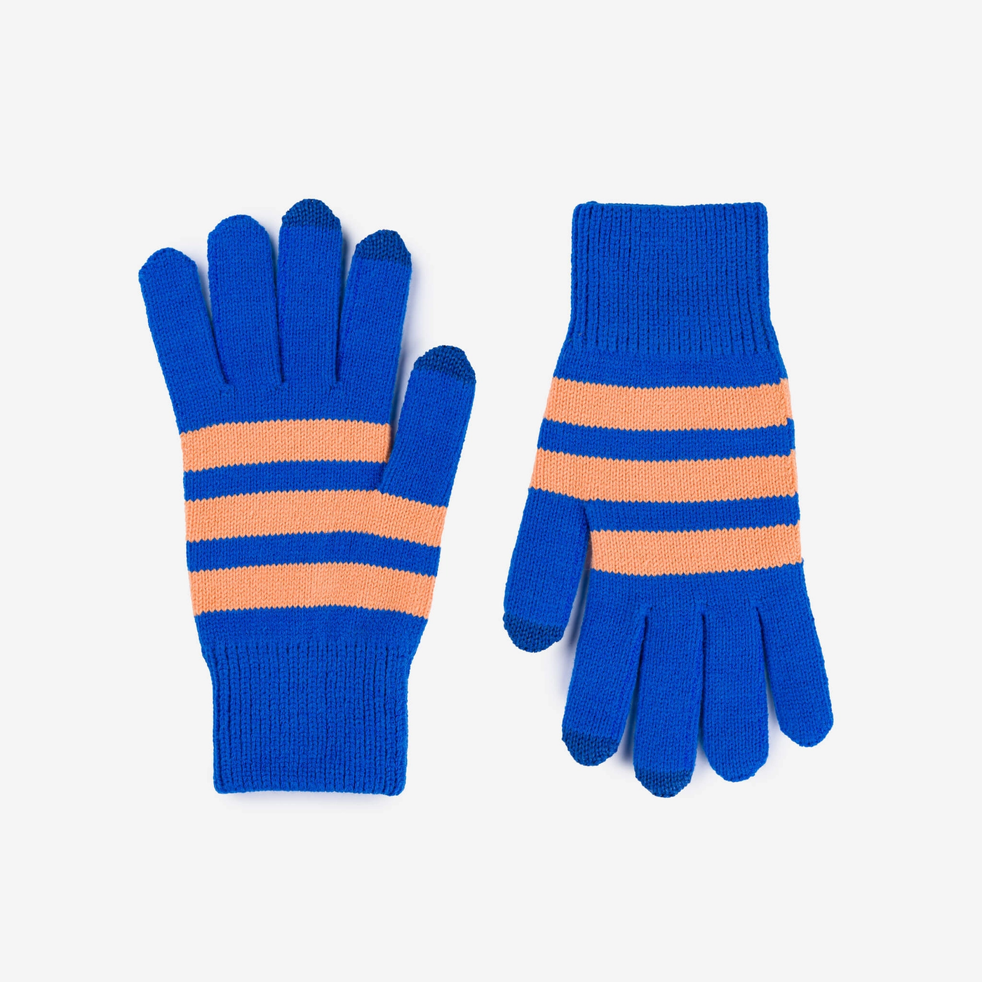 Striped Touchscreen Gloves - Peach Cobalt