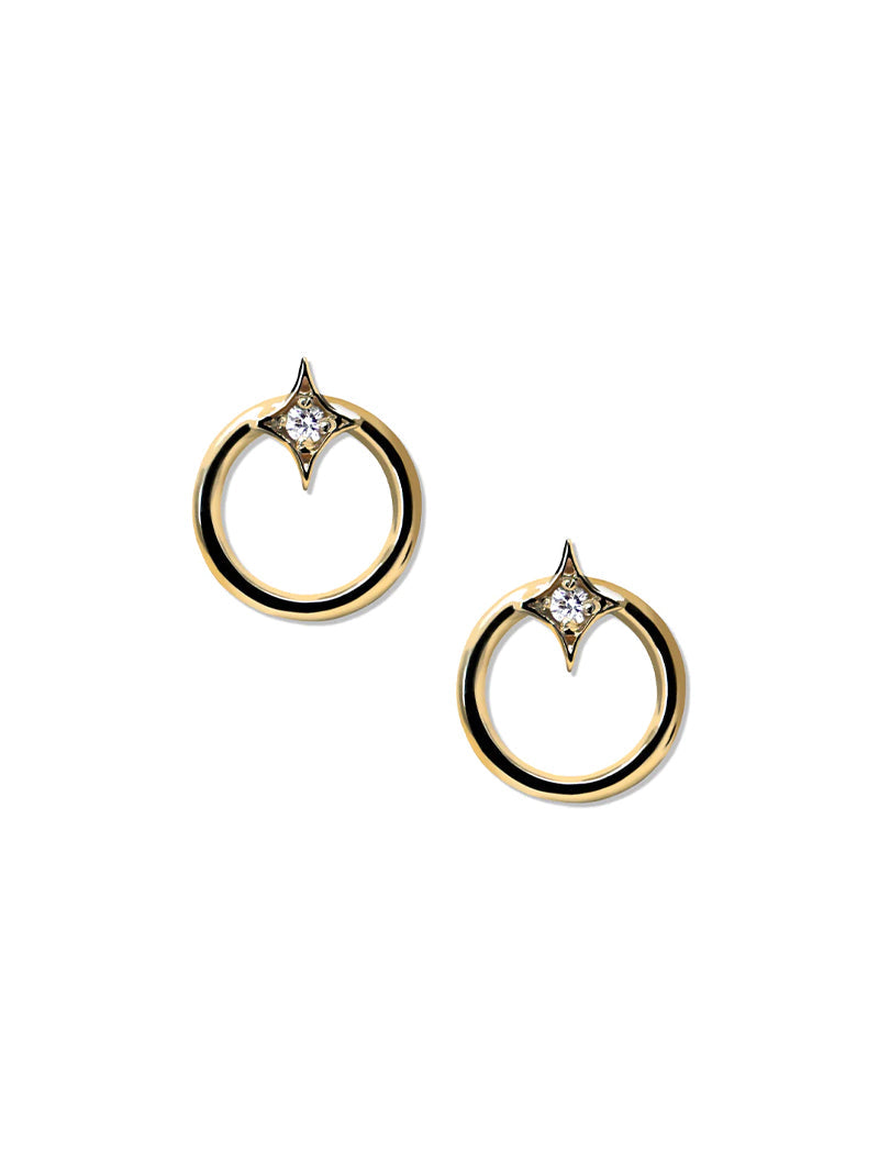 Gothic Diamond Open Circle Studs - Pair