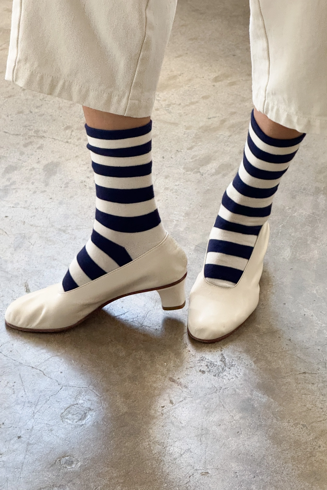 Wide Navy Stripe - Wally Socks