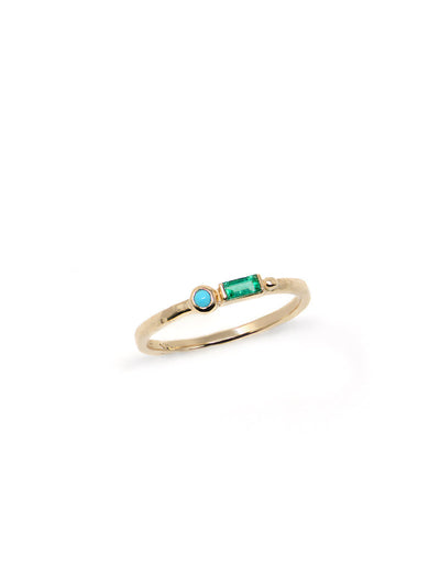 Cléo Turquoise Emerald Baguette Stackable Ring