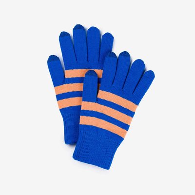 Striped Touchscreen Gloves - Peach Cobalt