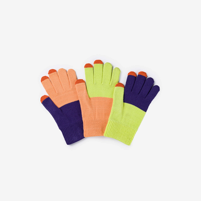 Pair and Spare Knit Touchscreen Gloves - Peach Lime