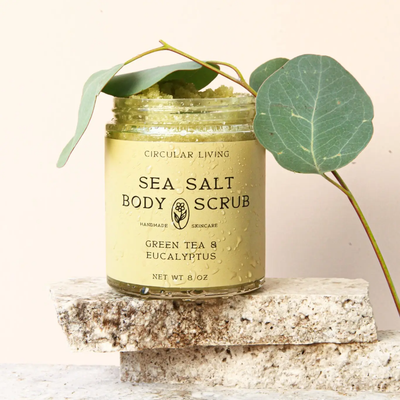 Sea Salt Body Scrub, Green Tea & Eucalyptus