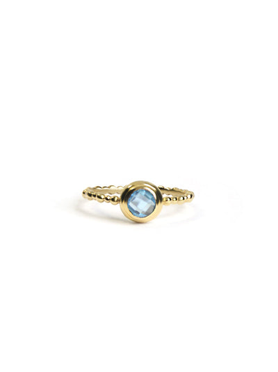 Dew Drop Round Swiss Blue Topaz Ring