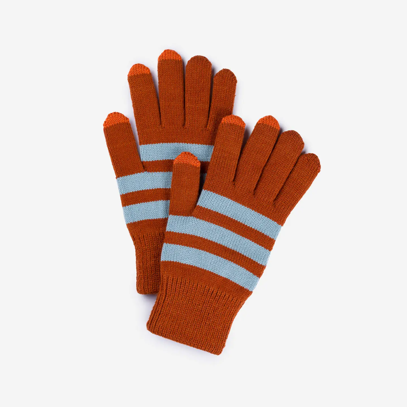 Striped Touchscreen Gloves - Stone Blue Rust