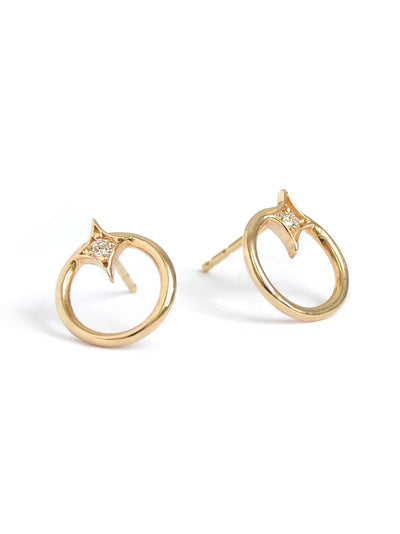 Gothic Diamond Open Circle Studs - Pair