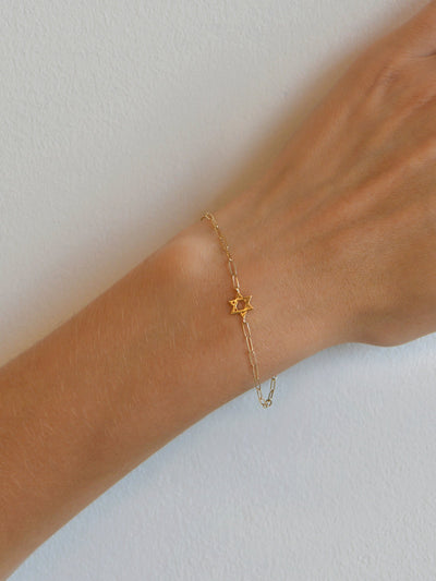 Love Letter Star of David Mini Paperclip Bracelet