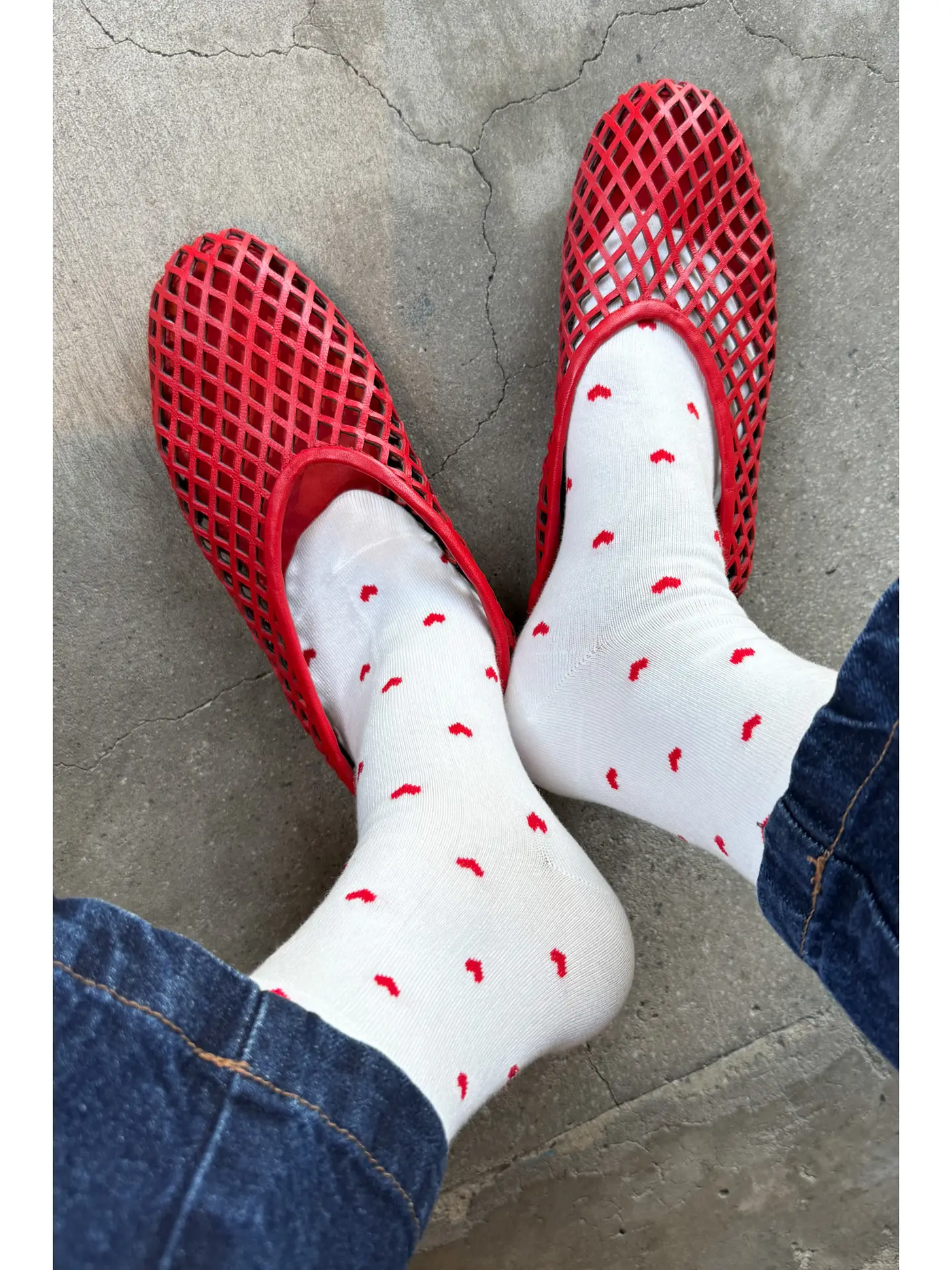 Sneaker Socks – Heart - White/Red by Le Bon Shoppe