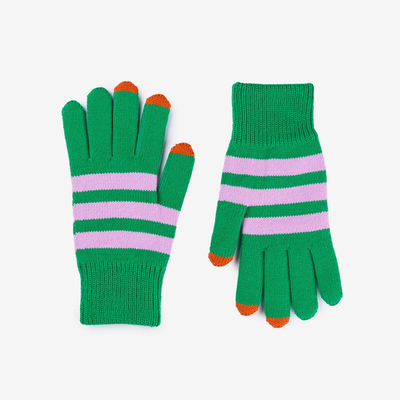 Striped Touchscreen Gloves - Kelly Lilac