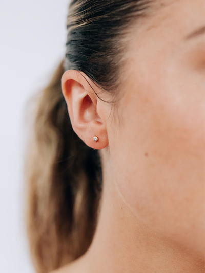 Cléo Round Single Stud - White Gold (Single)