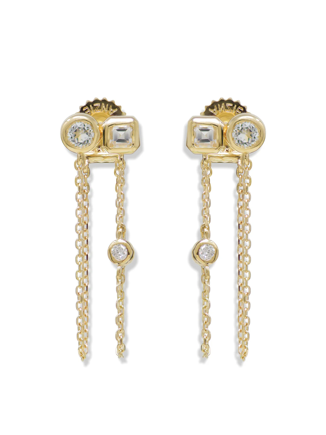 [STONE HENgE] 韓国ブランド☆14K GOLD☆S LINK F0319 Earrings Bezel Chain Huggie Earrings, Gold Stud Earrings, Delicate Studs