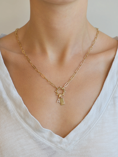 Love Letter Pavé Initial Charm - A