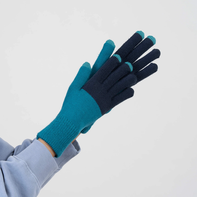 Verloop Colorblock Touchscreen Gloves - Navy Teal
