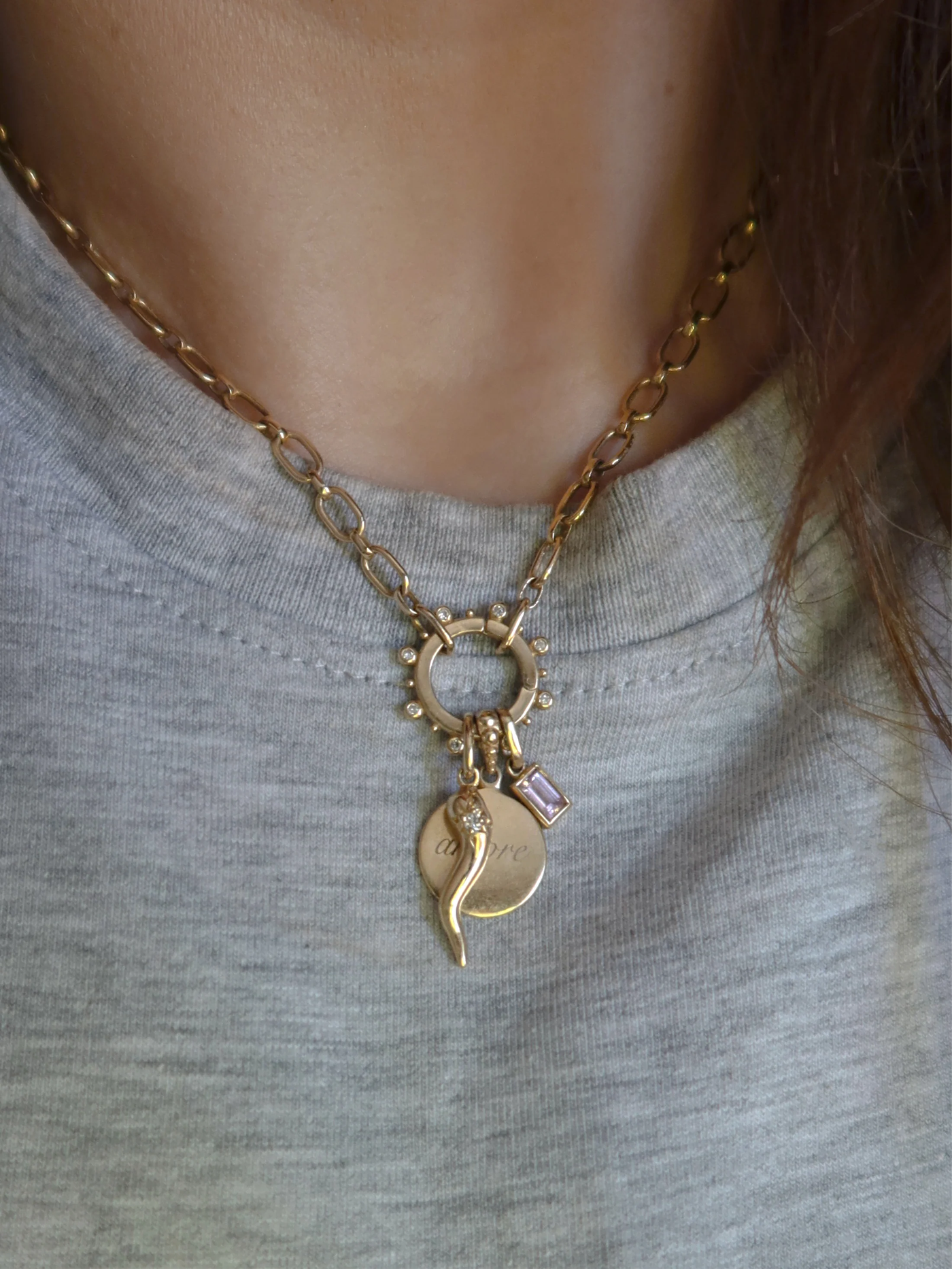 Large Cornicello 14k Gold Charm