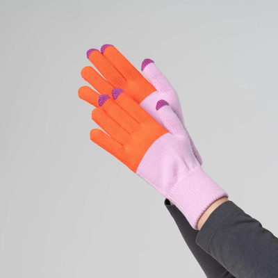 Colorblock Knit Touchscreen Gloves - Poppy Lilac