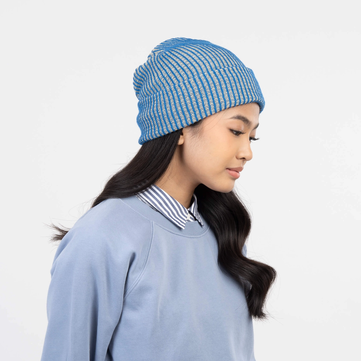 Verloop Simple Rib Knit Beanie - Cobalt Sand